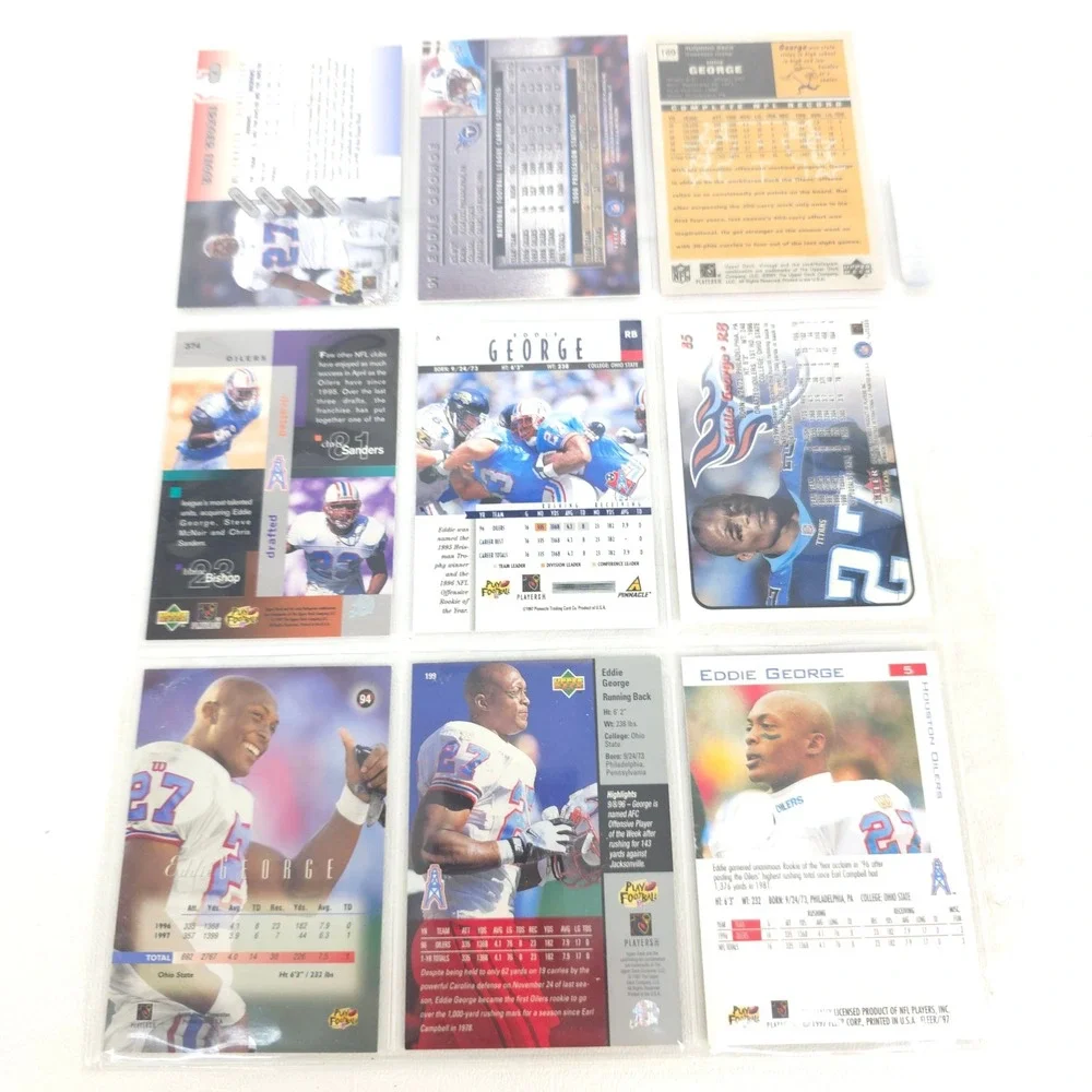 Eddie George Football Cards x30 Titans Fleer Topps Score NFL Inserts Autographed - Picture 9 of 10